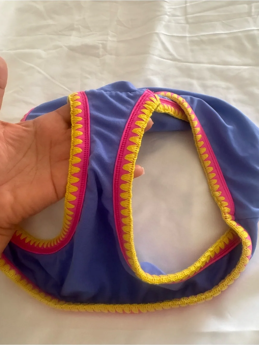 Kids Purple Swim Briefs with Pink & Yellow Trim